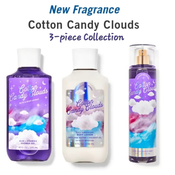 Bath & Body Works Bath & Body Nwt Bbw Cotton Candy Clouds 3piece
